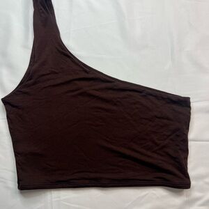 Astoria One-Shoulder Women’s Crop Top in Dark Brown